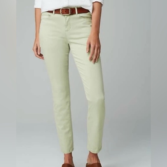J. Jill | Women’s pale chartreuse Authentic Fit Out of the Blue jeans, size 12 - Picture 1 of 14